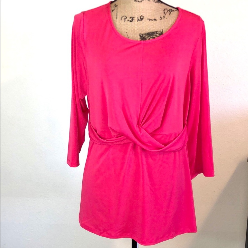 Alfani blouse drape front long sleeves pink 1X NWT Price is Firm